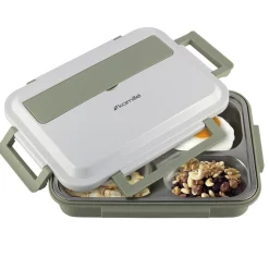 Pojemnik obiadowy, lunchbox z przegrodami i schowkiem na sztućce