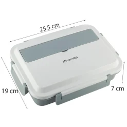 Pojemnik obiadowy, lunchbox z przegrodami i schowkiem na sztućce