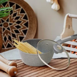 Rondel garnek granitowy z pokrywką szklaną 1,2L