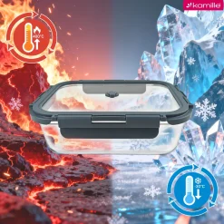 Solidne 4 x lunchbox szklane pojemniki na żywność żaroodporne zestaw Kamille