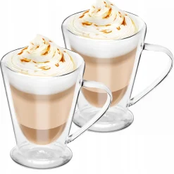 Solidny komplet zestaw szklanek z podwójnego szkła do latte herbaty 2szt.