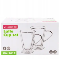 Solidny komplet zestaw szklanek z podwójnego szkła do latte herbaty 2szt.