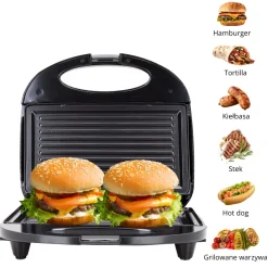 Solidny rozkładany grill elektryczny, opiekacz do kanapek tortilli 800W