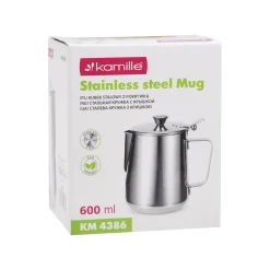 Stalowy kubek dzbanek mlecznik Kamille 600 ml z pokrywką
