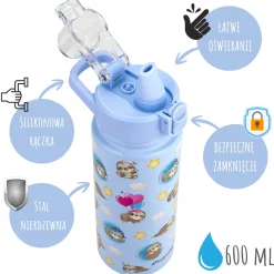 Szczelny kubek termiczny termos bidon dziecięcy, dla dziecka 600ml