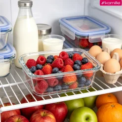 Szklany pojemnik na żywność jedzenie 370 ml z pokrywką śniadaniówka Kamille