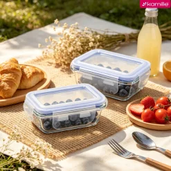 Szklany pojemnik na żywność jedzenie 185 ml z pokrywką śniadaniówka Kamille