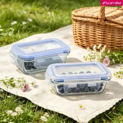 Szklany pojemnik na żywność jedzenie 185 ml z pokrywką śniadaniówka Kamille