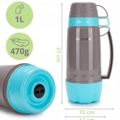 TERMOS BIDON BUTELKA KUBEK TERMICZNY SZKLANY WKŁAD 1000 ml KAMILLE