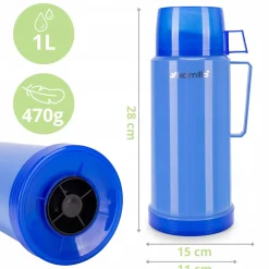 TERMOS BIDON BUTELKA KUBEK TERMICZNY SZKLANY WKŁAD 1000 ml KAMILLE