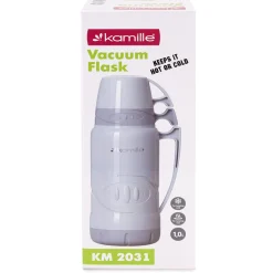 Termos ze szklanym wkładem, uchwytem i kubeczkami 1L
