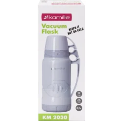 Termos ze szklanym wkładem, uchwytem i kubeczkami 600ml