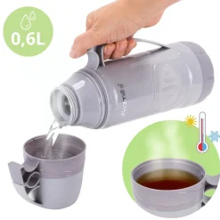 Termos ze szklanym wkładem, uchwytem i kubeczkami 600ml