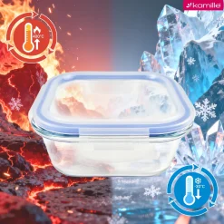 Wygodne 4 x lunchbox szklane pojemniki na żywność żaroodporne Kamille