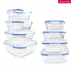 4 x lunchbox szklane pojemniki na żywność żaroodporne zestaw Kamille