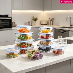 4 x lunchbox szklane pojemniki na żywność żaroodporne zestaw Kamille
