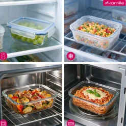 4 x lunchbox szklane pojemniki na żywność żaroodporne zestaw Kamille