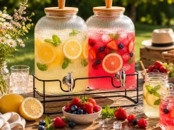 2 x słoik z kranikiem 5 l + stojak słój szklany dzbanek na lemoniadę Kamille