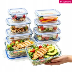 Zestaw 4 x lunchbox szklane pojemniki na żywność żaroodporne Kamille