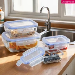 Zestaw 4 x lunchbox szklane pojemniki na żywność żaroodporne Kamille